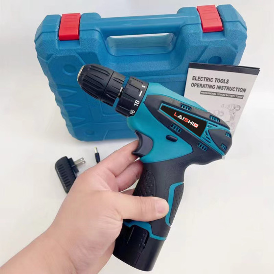 ID:1146 - 12V blue electric drill charging drill lithium battery household multi-function power tool set